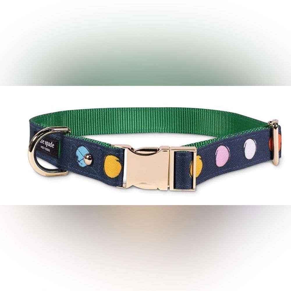 kate spade new york Cute Dog Collar with Gold Metal Details & Plastic Buckle S/M